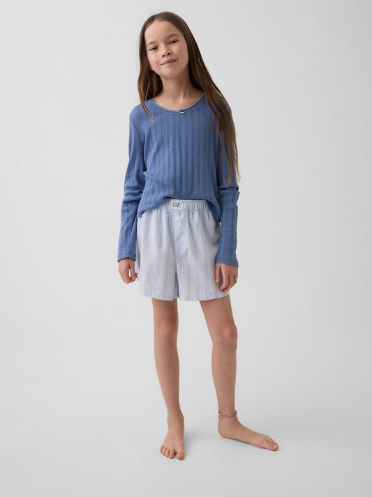Açık Mavi Recycled Poplin Pijama Boxer Şort