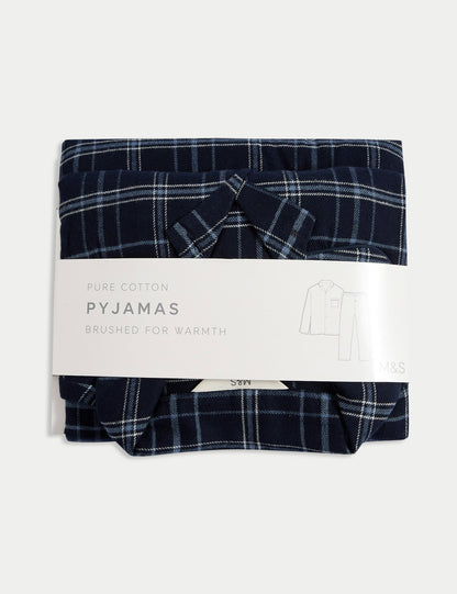 Saf Pamuklu Kareli Pijama Takımı