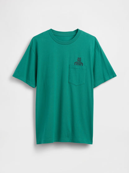 Yeşil Everyday Soft Relaxed Brannan Bear Cepli T-shirt
