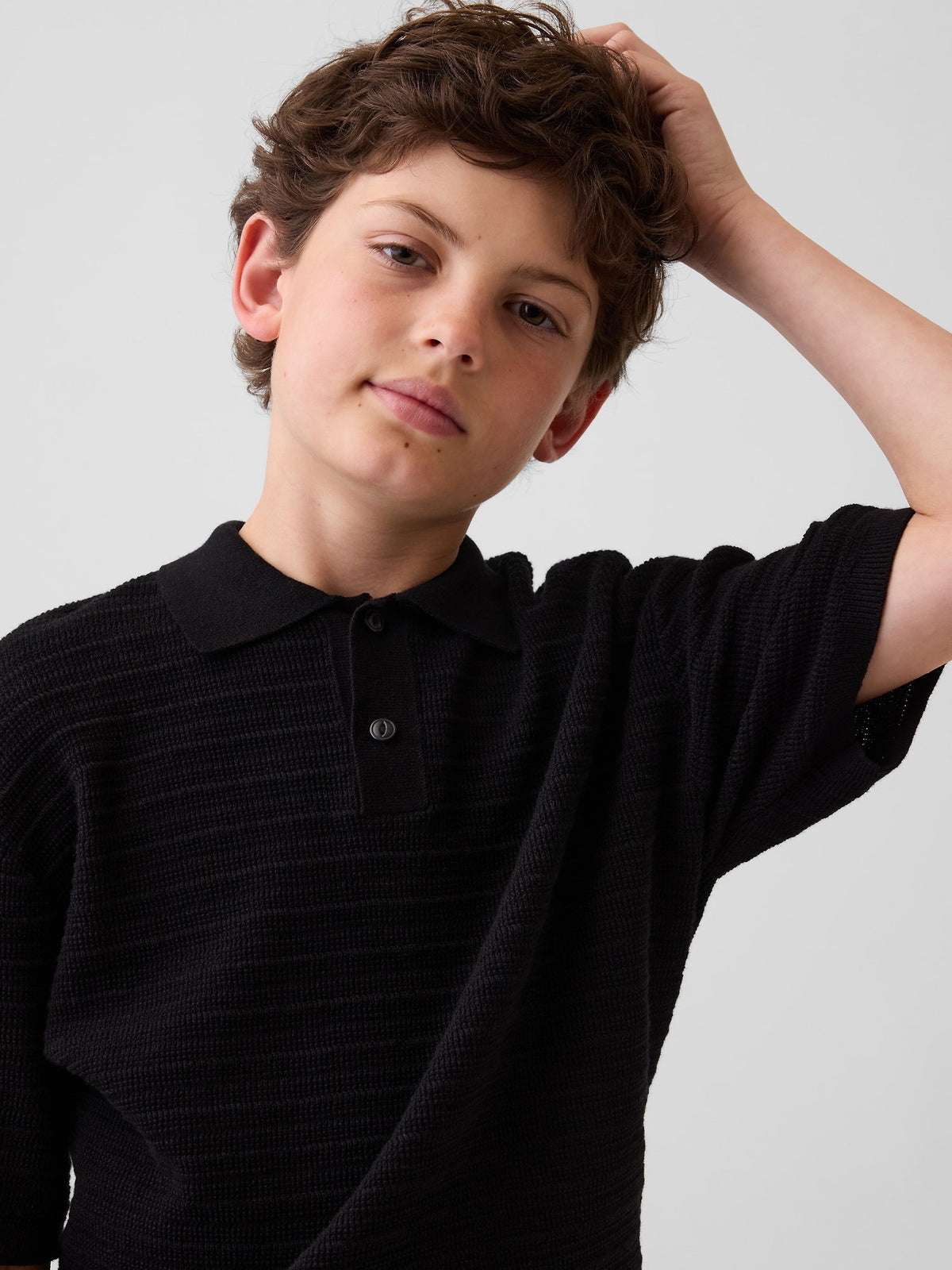 Siyah Relaxed Triko Polo T-shirt