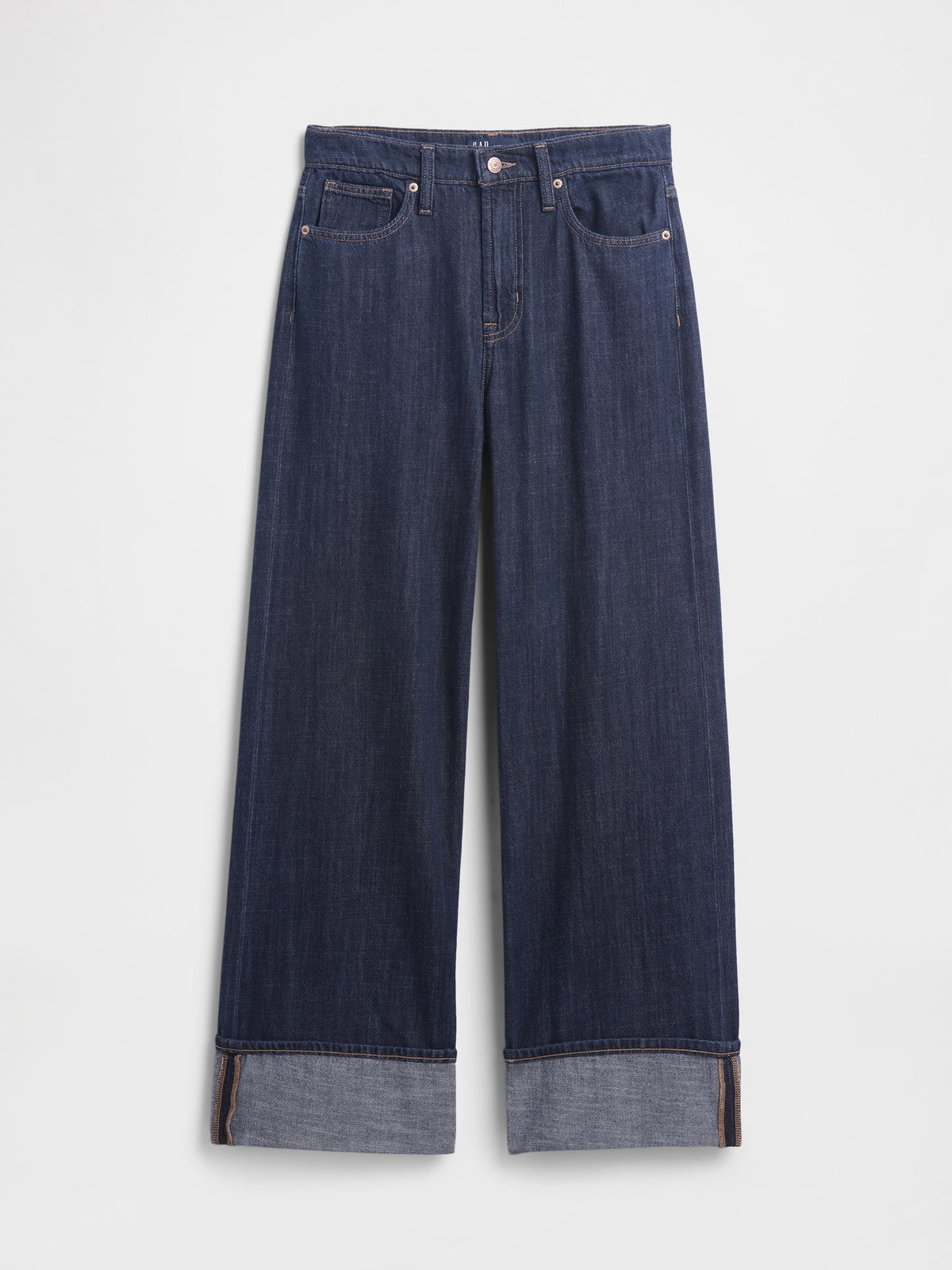 Koyu Mavi High Rise Wide-leg Jean Pantolon
