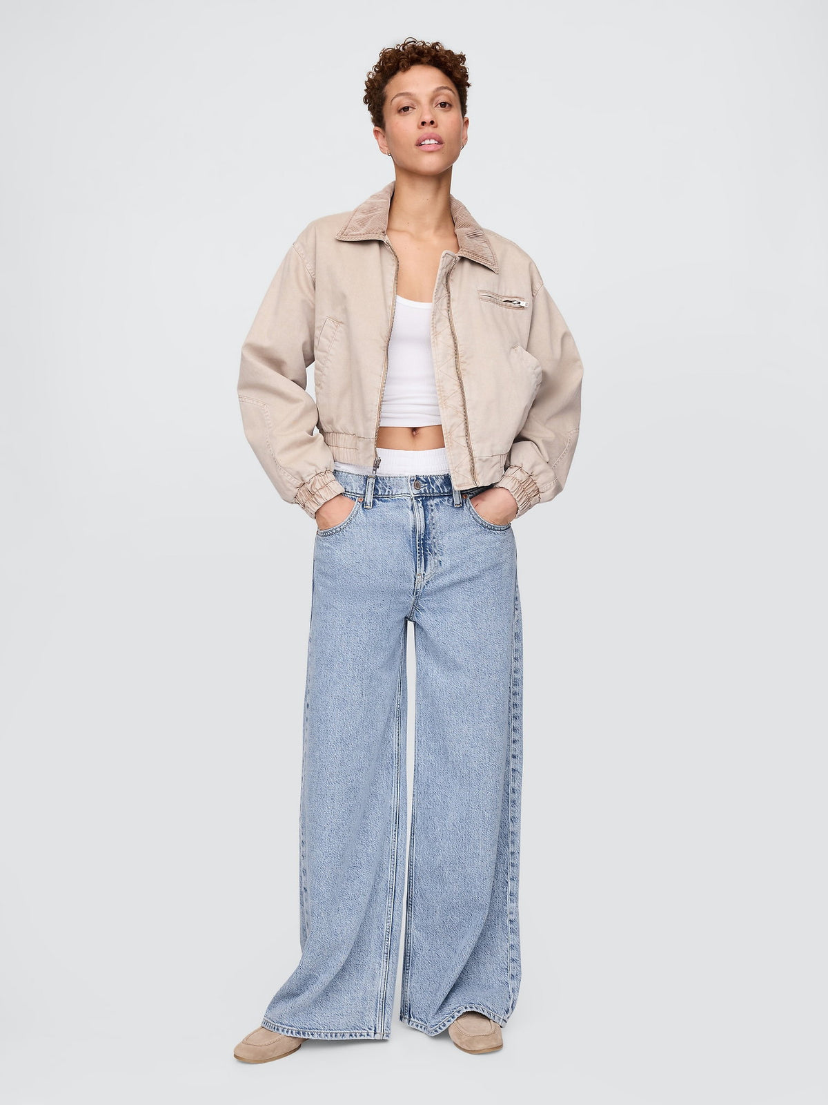 Açık Mavi Mid Rise Ultrasoft Boxer Baggy Jean Pantolon