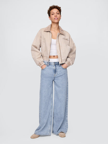 Açık Mavi Mid Rise Ultrasoft Boxer Baggy Jean Pantolon