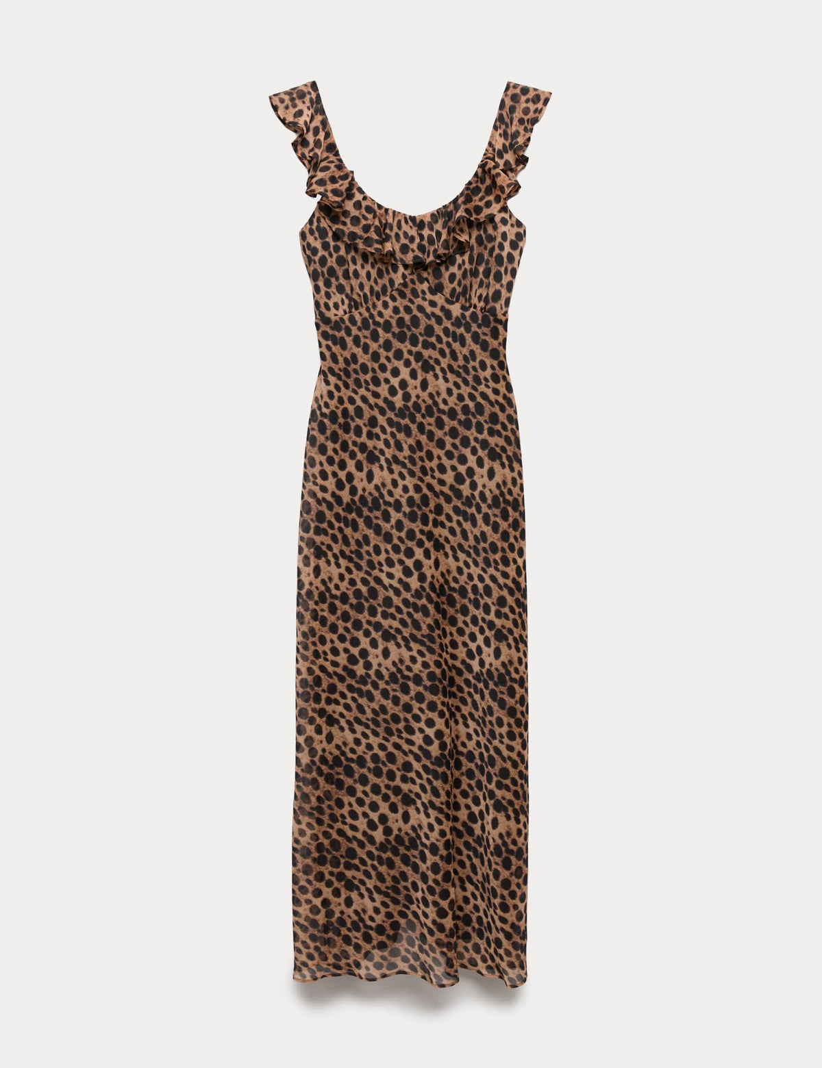 Leopar Desenli Midi Elbise