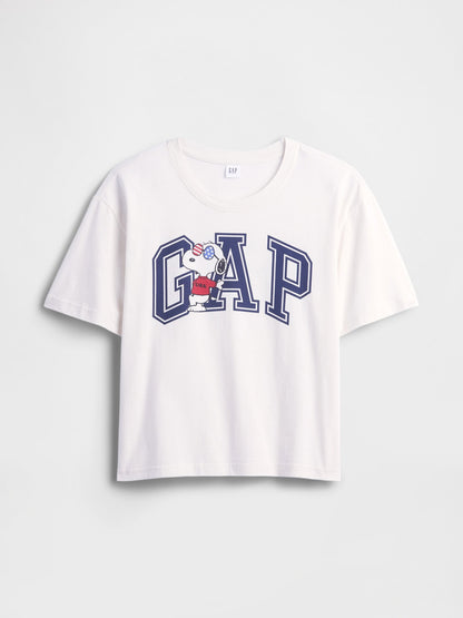 Beyaz Peanuts Oversized Gap Americana Logo T-shirt