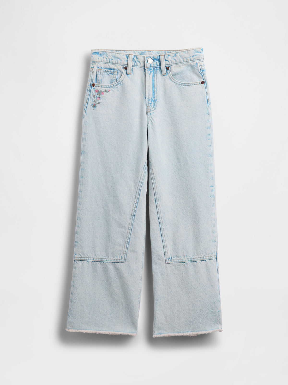 Açık Mavi Low Rise Stride Wide-leg Jean Pantolon