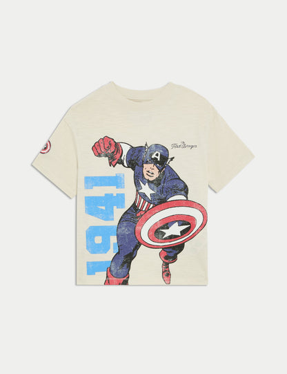 ?saf Pamuklu Captain America™ Tişört - 2-8 Yaş?