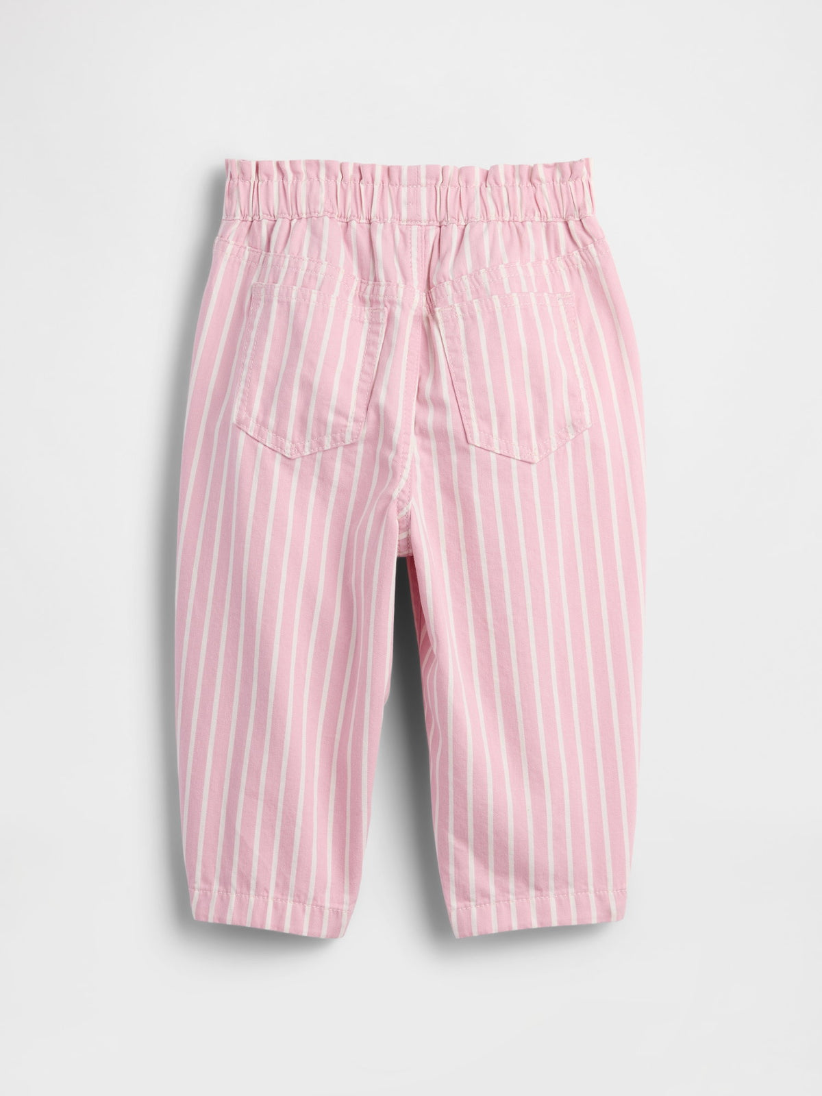 Pembe Pull-on Çizgili Barrel Jean Pantolon