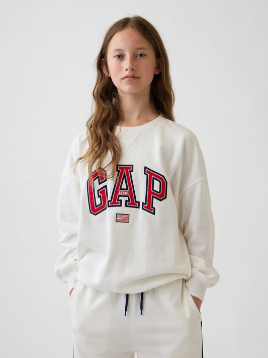 Beyaz Vintagesoft Terry Oversized Grafik Baskılı Sweatshirt