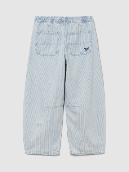 Mavi Mid Rise Ultrasoft Çizgili Easy Horseshoe Jean Pantolon