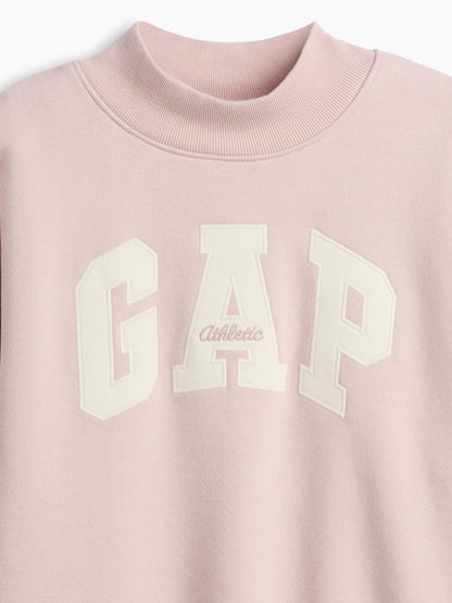 Açık Pembe Vintagesoft Oversized Mockneck Logo Sweatshirt