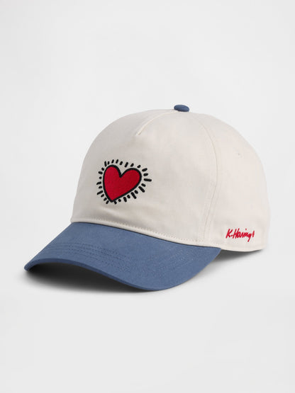Kırık Beyaz Keith Haring Kalp Beyzbol Şapka