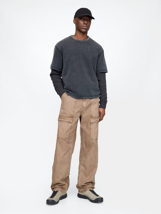 Bej Baggy Utility Jean Pantolon