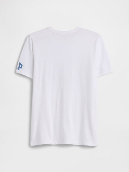 Beyaz Big Bro Grafik Baskılı T-shirt