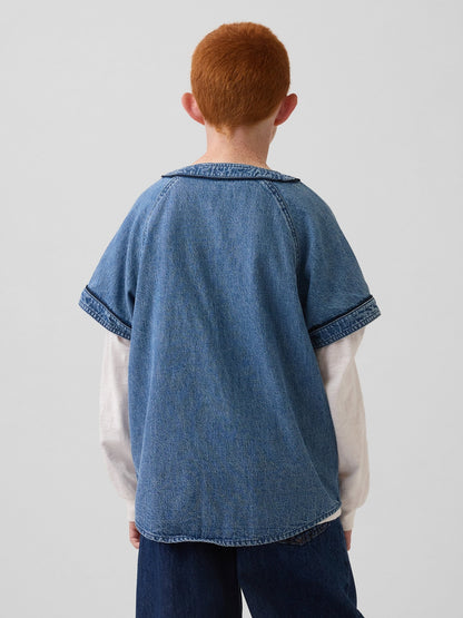 Mavi Kids Denim Varsity Jersey