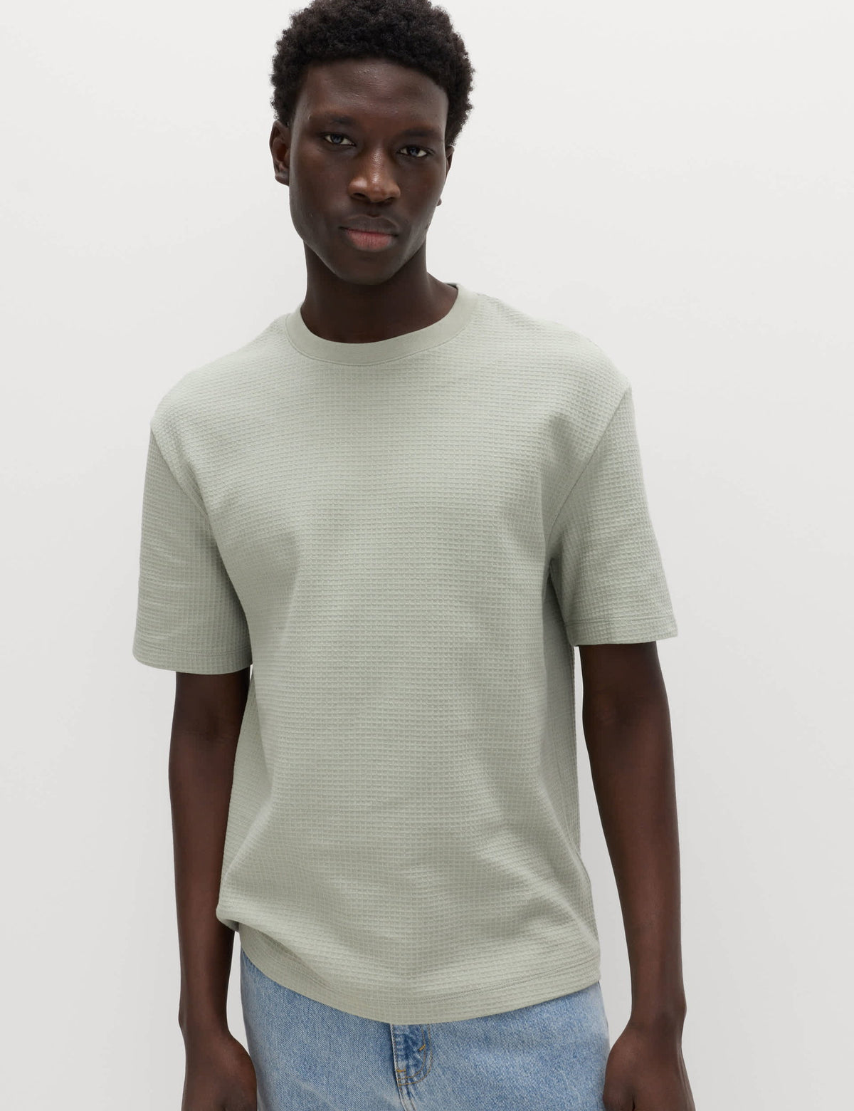 Saf Pamuklu Relaxed Waffle T-shirt