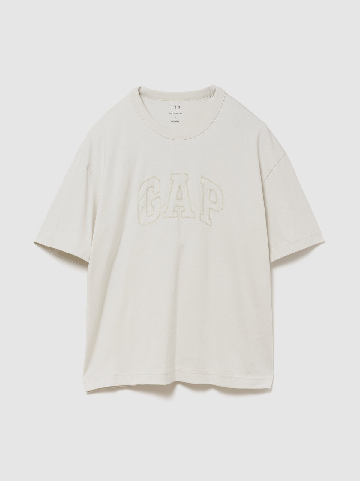 Kırık Beyaz Heavyweight Gap Logo Relaxed Crop T-shirt