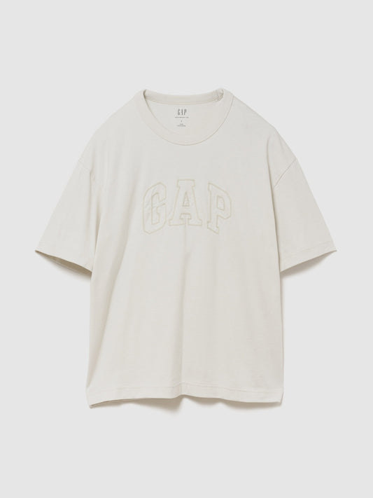 Kırık Beyaz Heavyweight Gap Logo Relaxed Crop T-shirt
