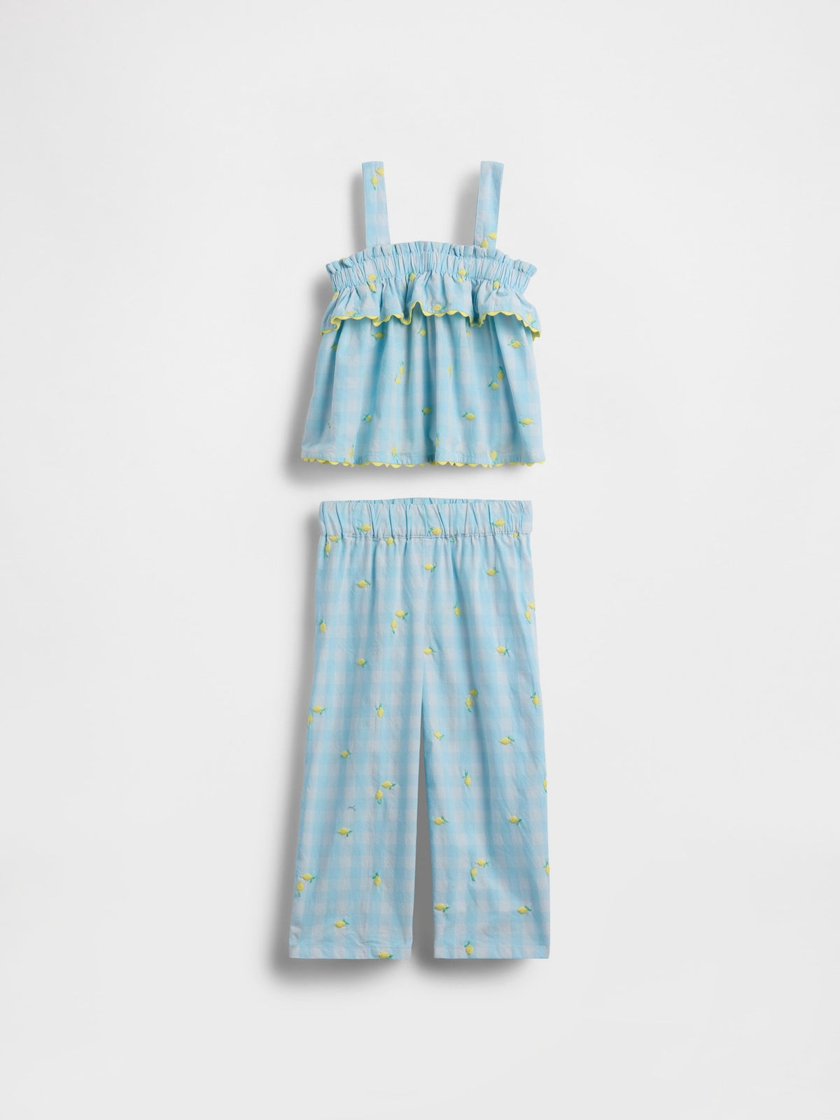 Açık Mavi Limon Baskılı Gingham Outfit Set