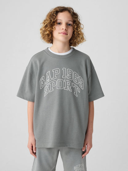 Gri Gap Logo Grafikli Kısa Kollu Sweatshirt