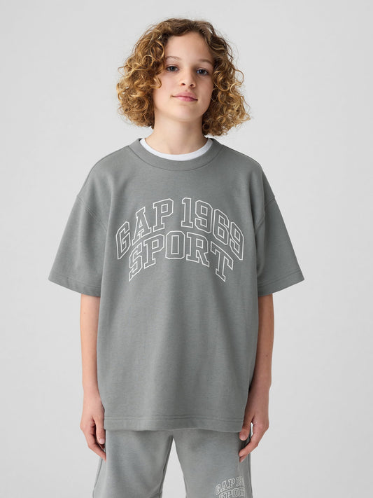 Gri Gap Logo Grafikli Kısa Kollu Sweatshirt