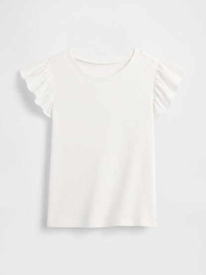 Beyaz Flutter Sleeve T-shirt