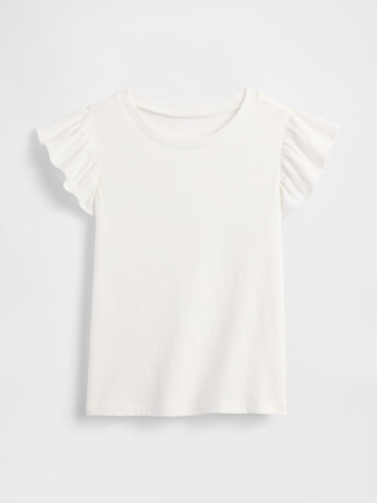 Beyaz Flutter Sleeve T-shirt
