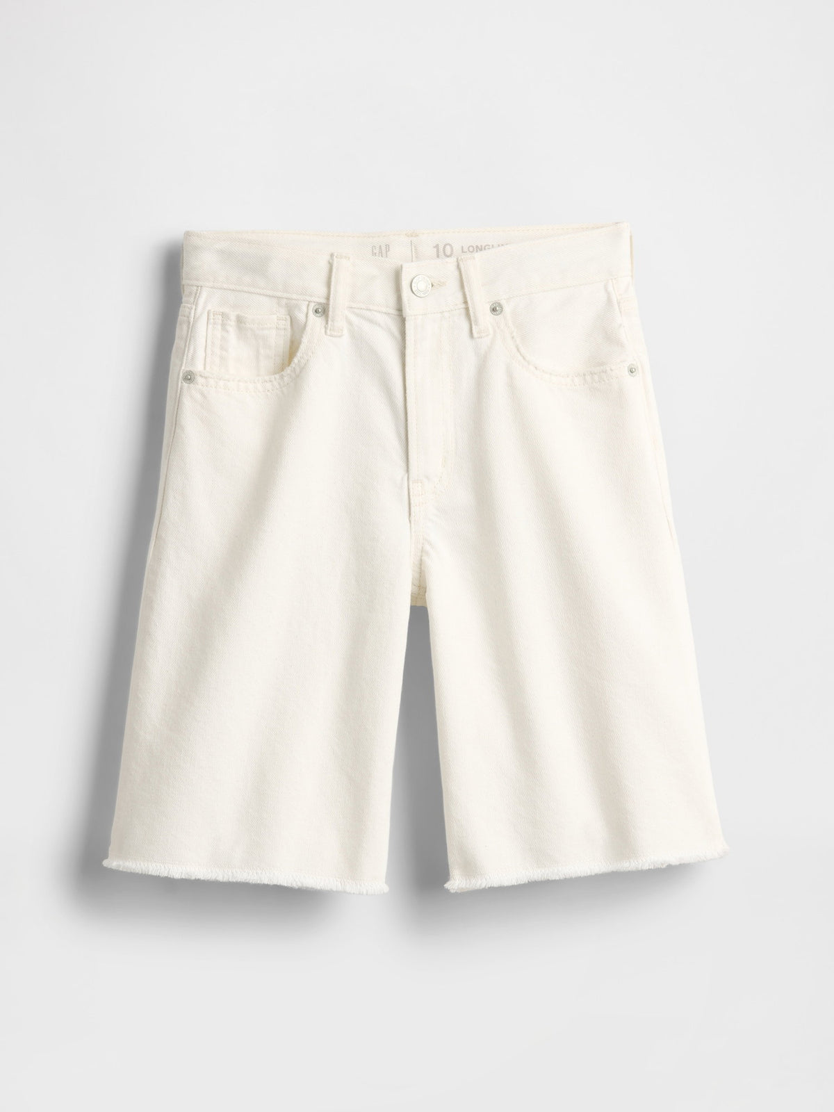 Kırık Beyaz Mid Rise Longline Denim Şort