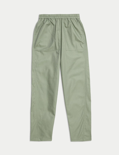 Saf Pamuklu Carrot Leg Pantolon