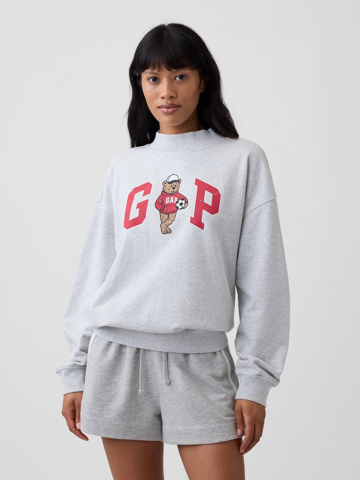 Açık Gri Fransız Havlu Kumaş Brannan Bear Logo Sweatshirt