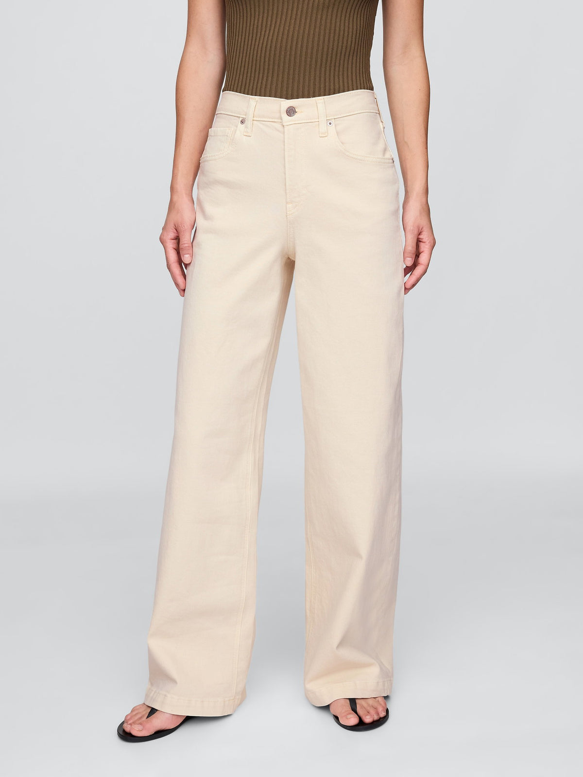 Açık Pembe High Rise Stride Wide-leg Jean Pantolon