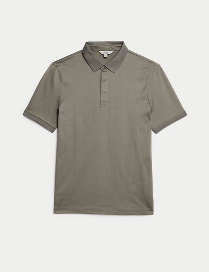 Saf Pamuklu Kısa Kollu Polo Yaka T-shirt