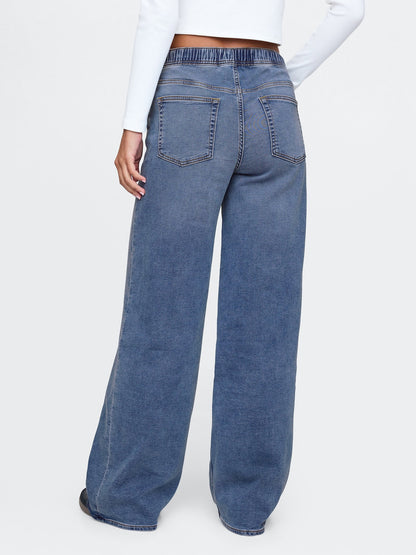 Lacivert Mid Rise Easy Baggy Jean Pantolon