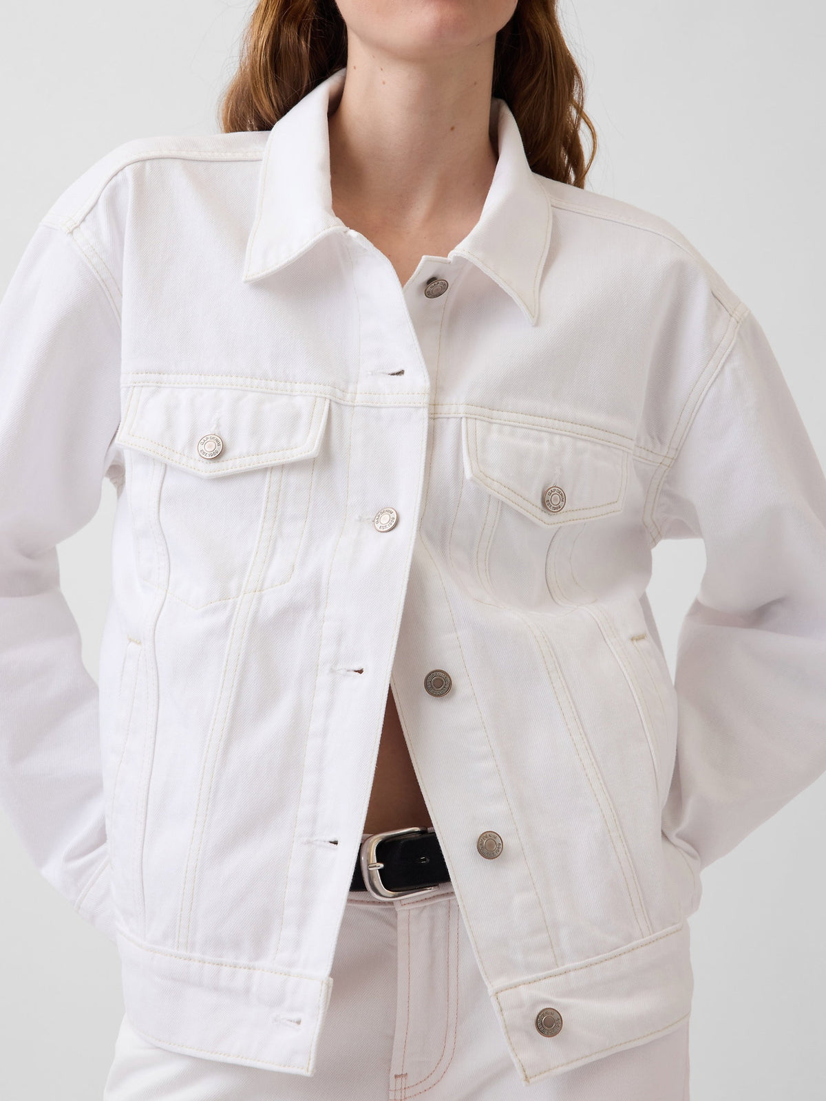 Beyaz Oversized Icon Denim Ceket