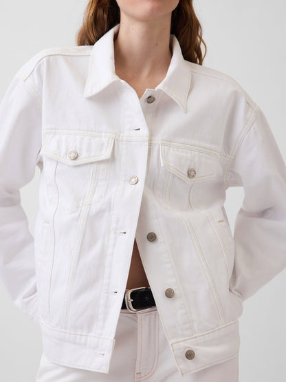 Beyaz Oversized Icon Denim Ceket