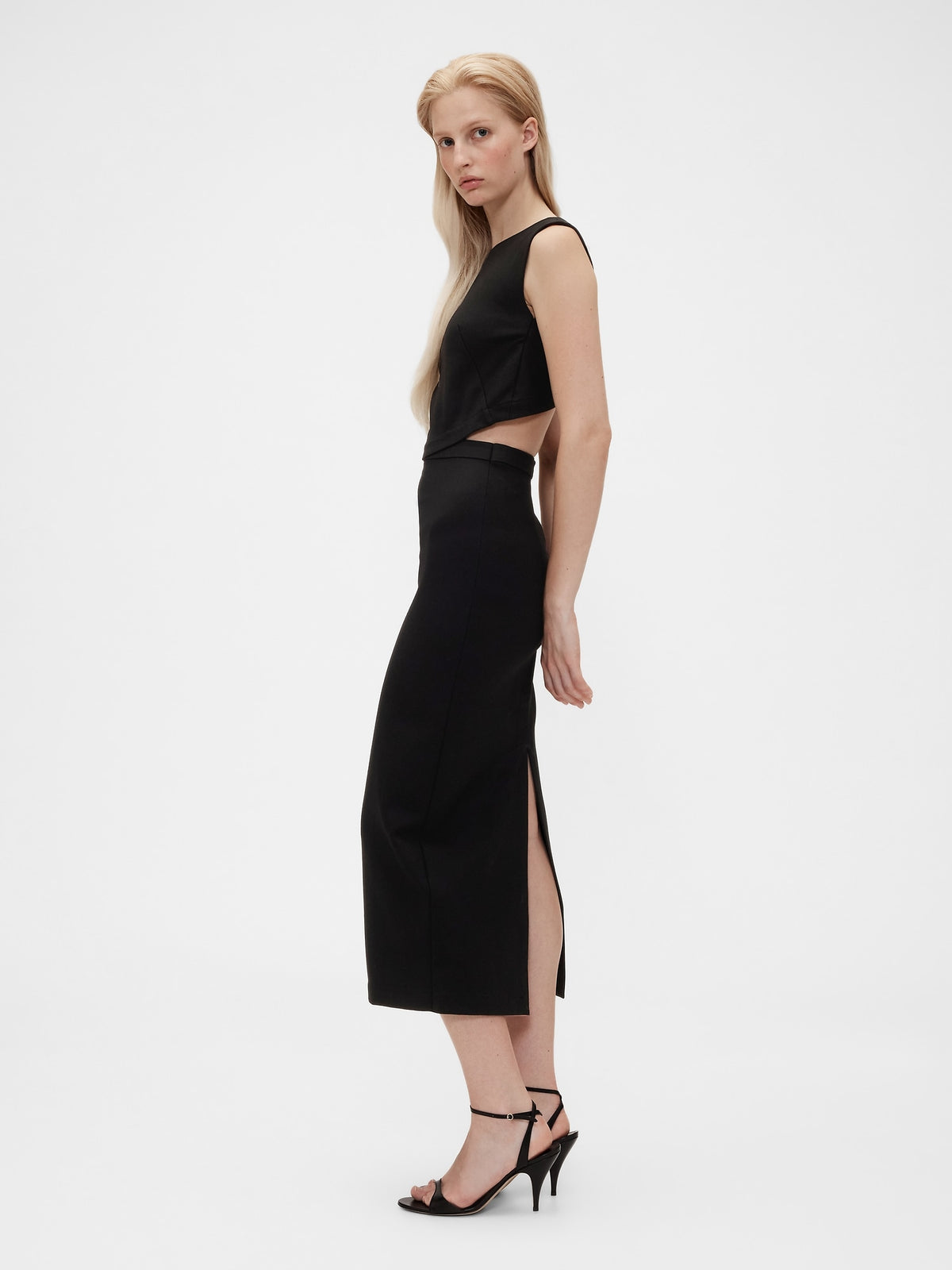 Siyah Gapstudio Jersey Midi Elbise