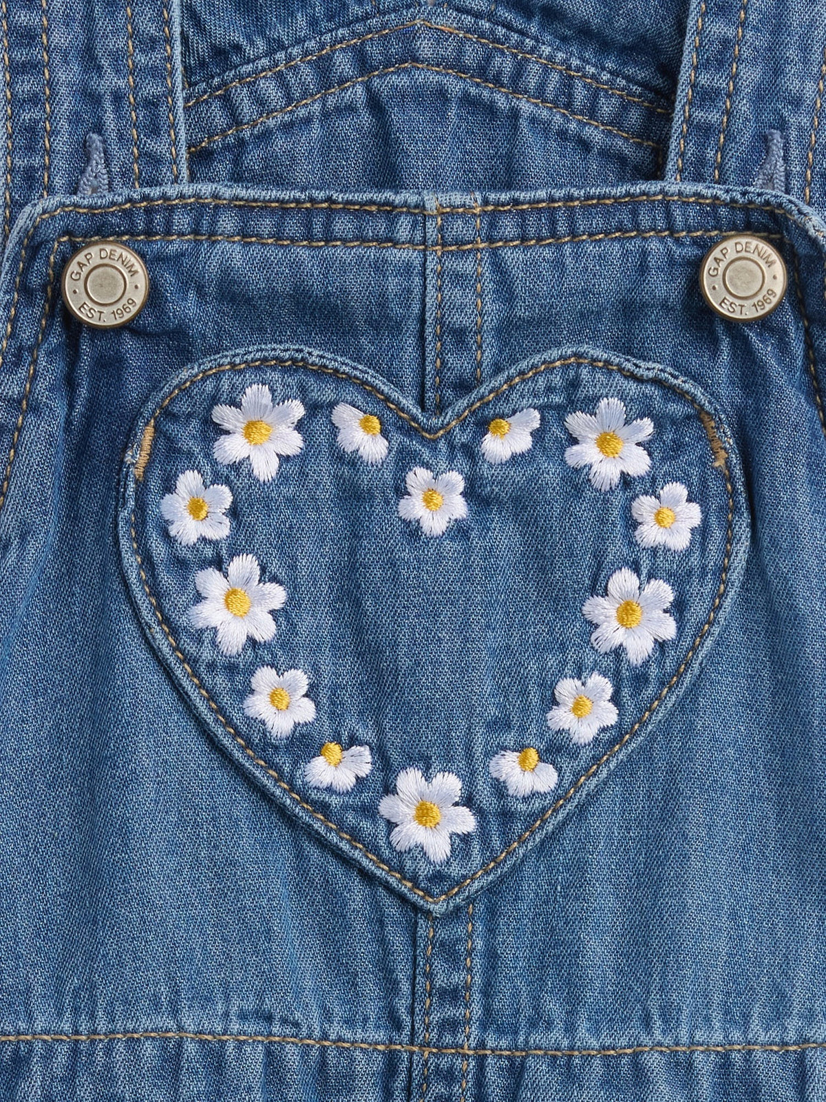 Mavi Baby Nakışlı Denim Tulumu
