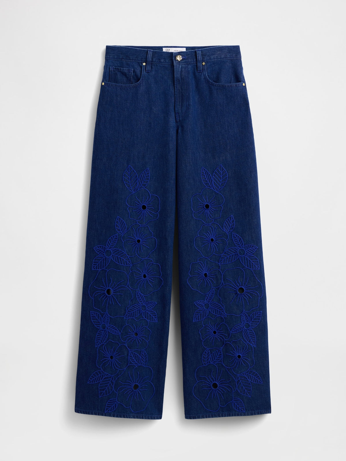 Koyu Mavi Gap × Hfr Low Slung Çiçekli Extra Baggy Jean Pantolon By Atelier Ndigo