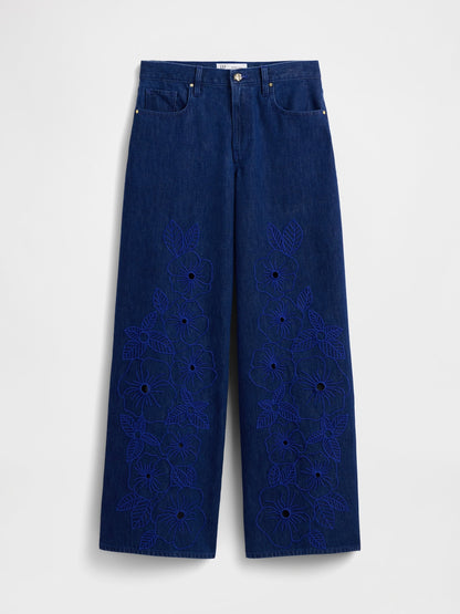 Koyu Mavi Gap × Hfr Low Slung Çiçekli Extra Baggy Jean Pantolon By Atelier Ndigo