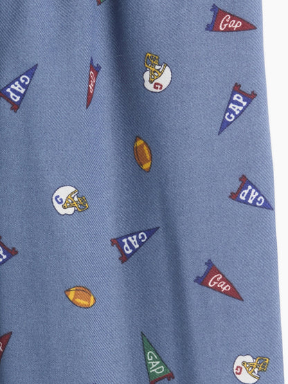 Mavi Baskılı Flannel Pijama Altı