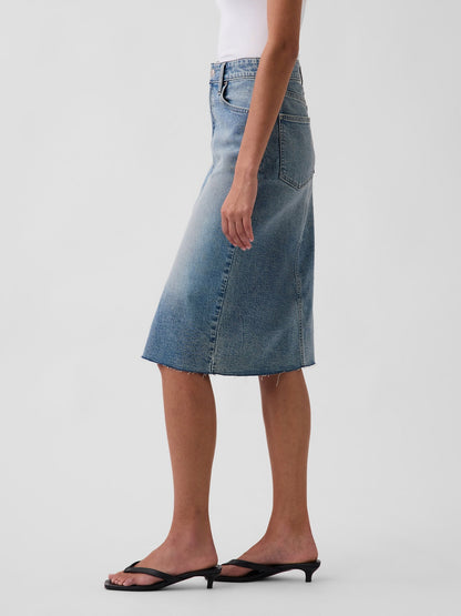 Mavi High Rise Denim Midi Kalem Etek