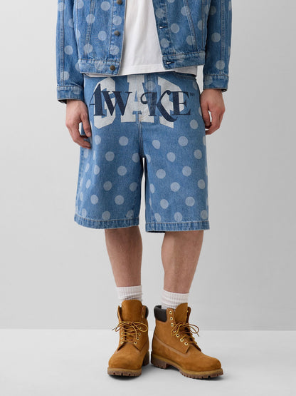 Açık Mavi Gap × Awake Ny ‘90's Loose Dotted Denim Şort