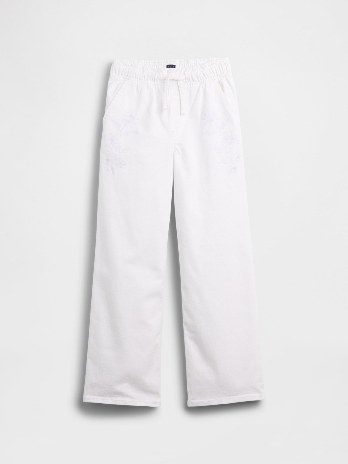 Beyaz Mid Rise Pull-on Wide-leg Jean Pantolon