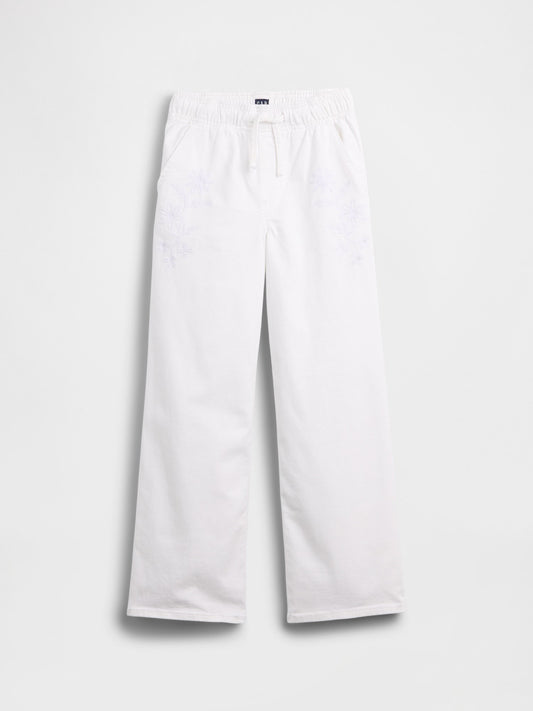 Beyaz Mid Rise Pull-on Wide-leg Jean Pantolon