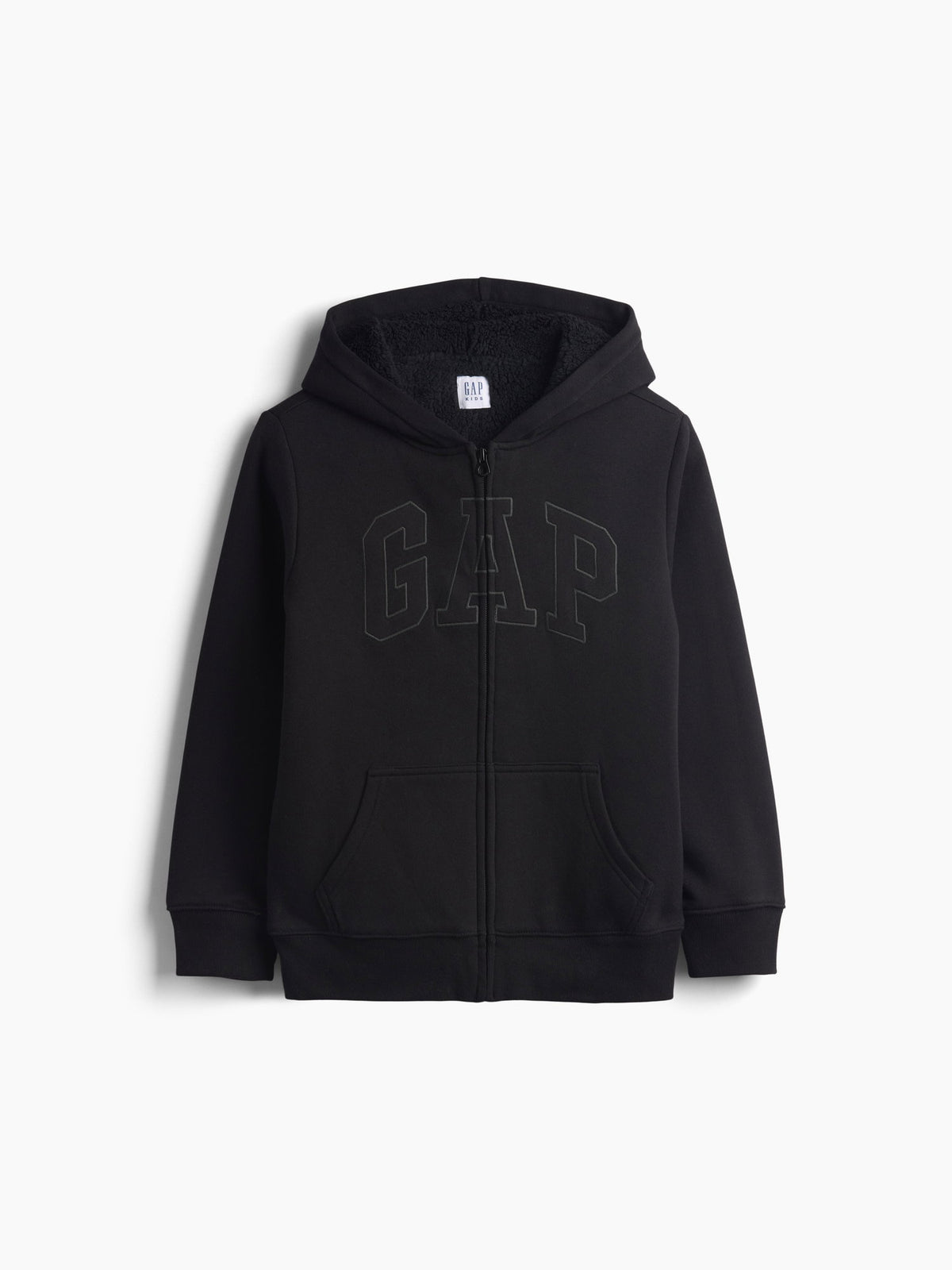 Siyah Sherpa Astarlı Logo Fermuarlı Sweatshirt