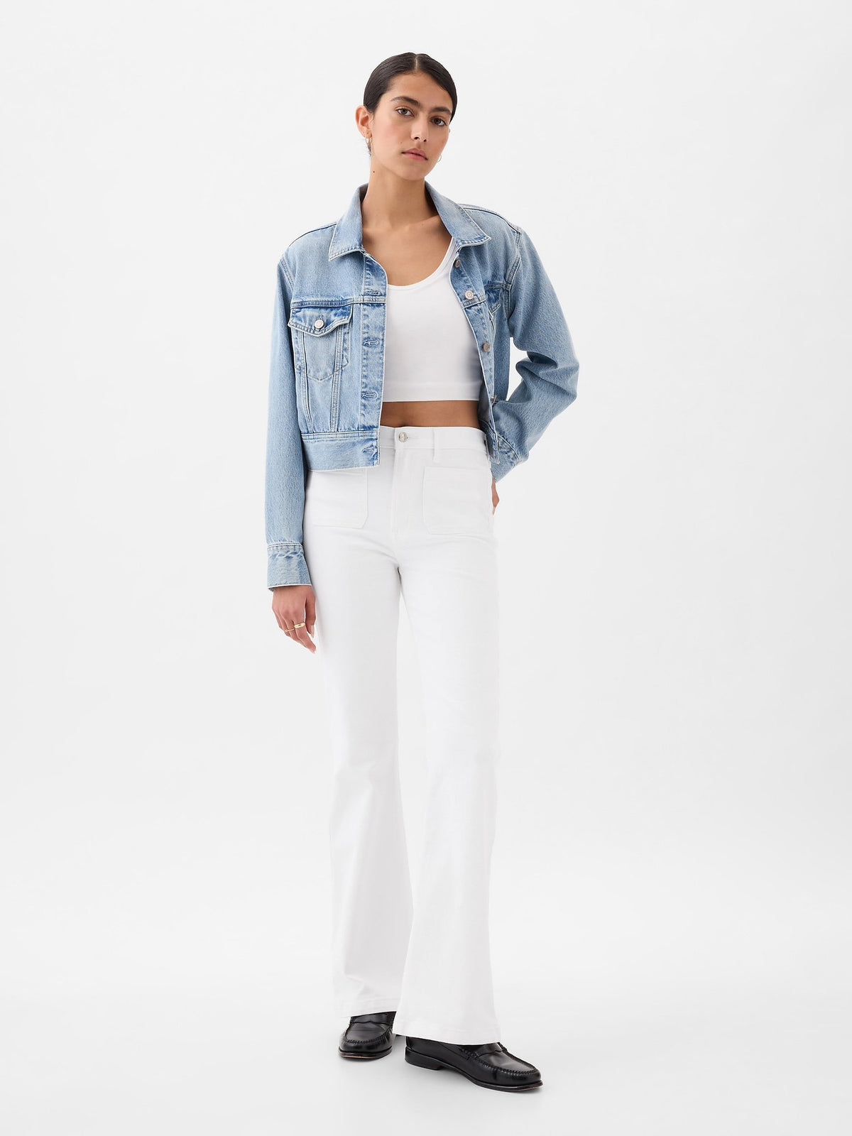 Beyaz High Rise '70s Flare Washwell™ Jean Pantolon