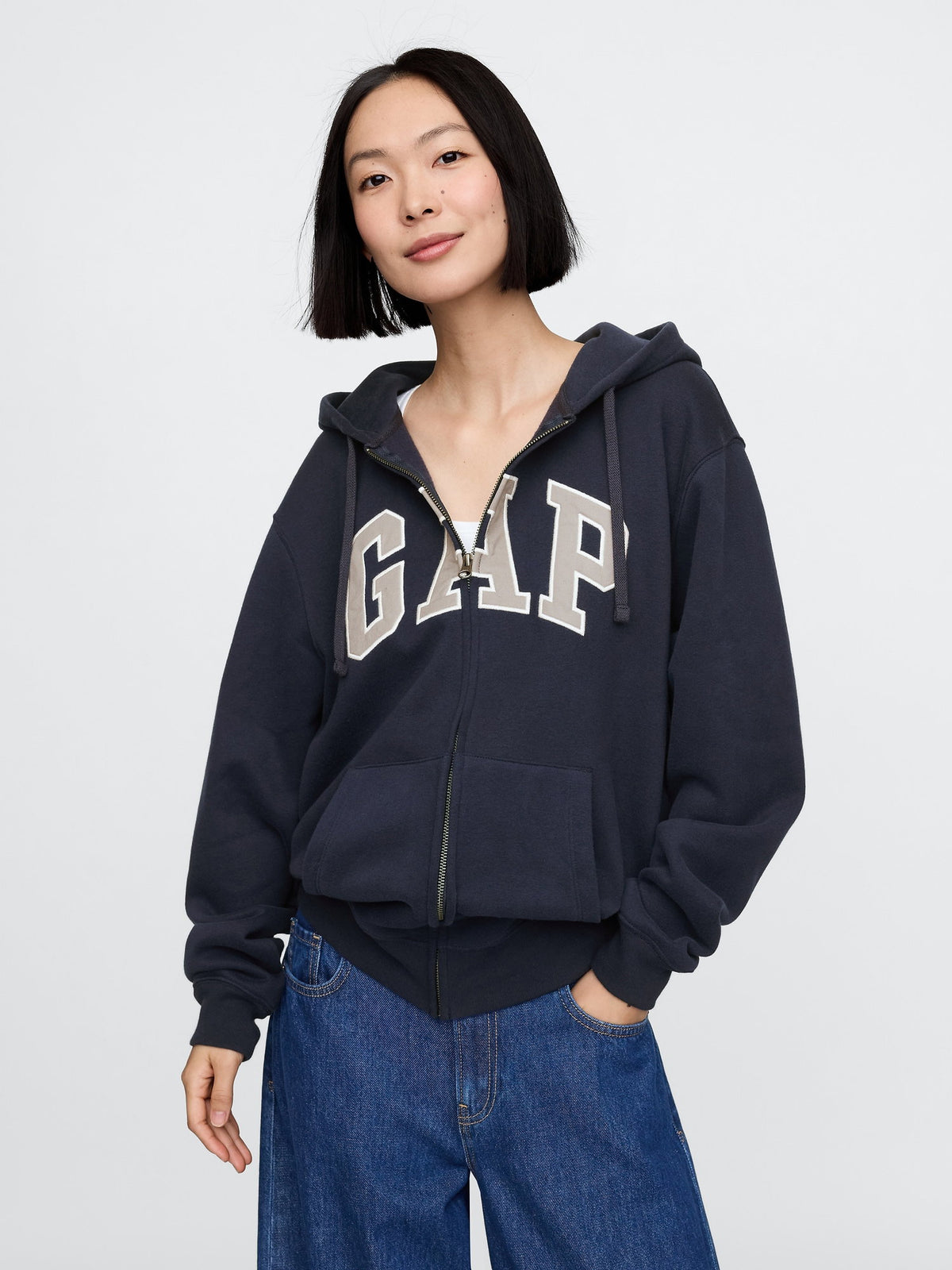 Koyu Yeşil Vintagesoft Arch Logo Tam Fermuarlı Sweatshirt