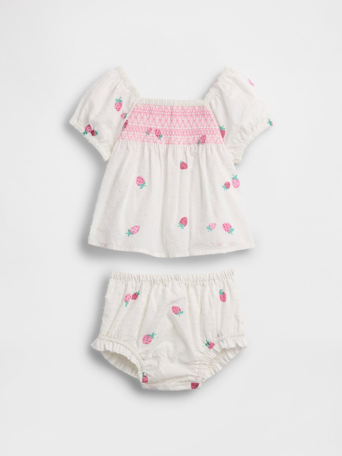 Beyaz Smocked Strawberry Outfit Set