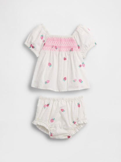 Beyaz Smocked Strawberry Outfit Set