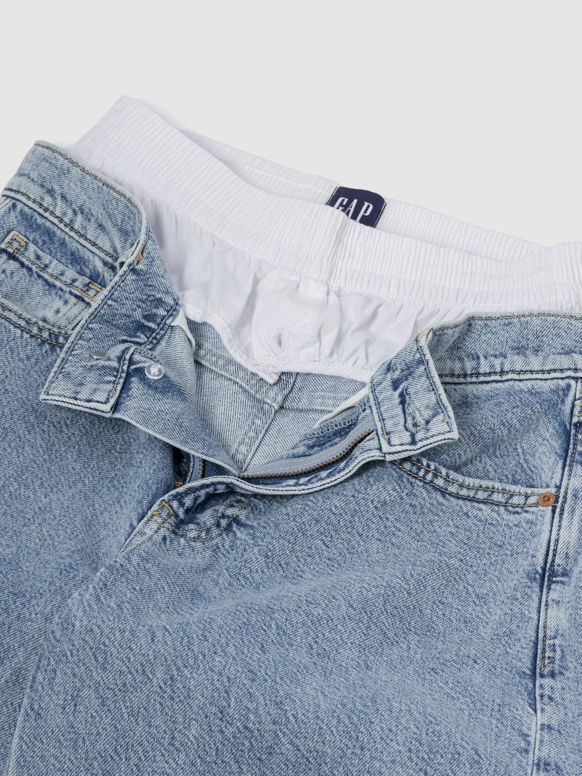 Açık Mavi Mid Rise Ultrasoft Boxer Baggy Jean Pantolon